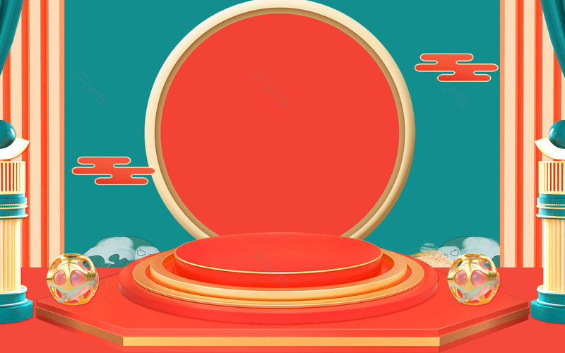 中国风复古C4D立体空间创意背景,插画/手绘图,插画/手绘图库,插画/手绘图下载,插画/手绘